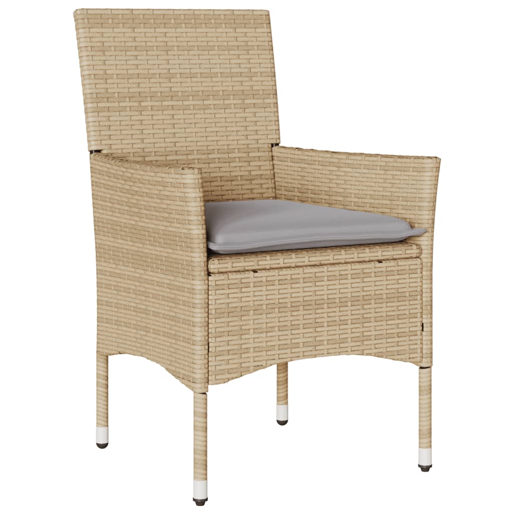 vidaXL 3-delige Tuinset met kussens poly rattan en glas zwart