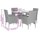 vidaXL 3-delige Tuinset met kussens poly rattan en glas zwart