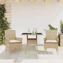 vidaXL 3-delige Tuinset met kussens poly rattan en glas zwart