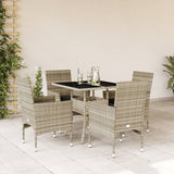 vidaXL 3-delige Tuinset met kussens poly rattan en glas zwart