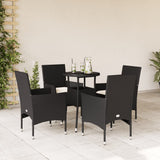 vidaXL 3-delige Tuinset met kussens poly rattan en glas zwart