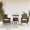vidaXL 3-delige Tuinset met kussens poly rattan en glas zwart