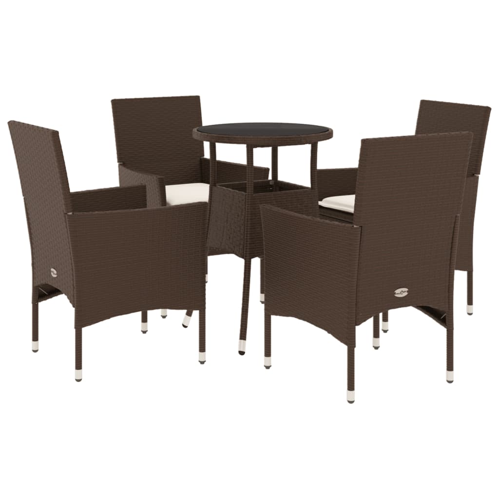 vidaXL 3-delige Tuinset met kussens poly rattan en glas zwart