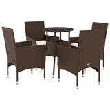 vidaXL 3-delige Tuinset met kussens poly rattan en glas zwart