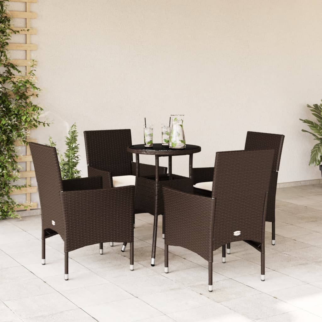 vidaXL 3-delige Tuinset met kussens poly rattan en glas zwart