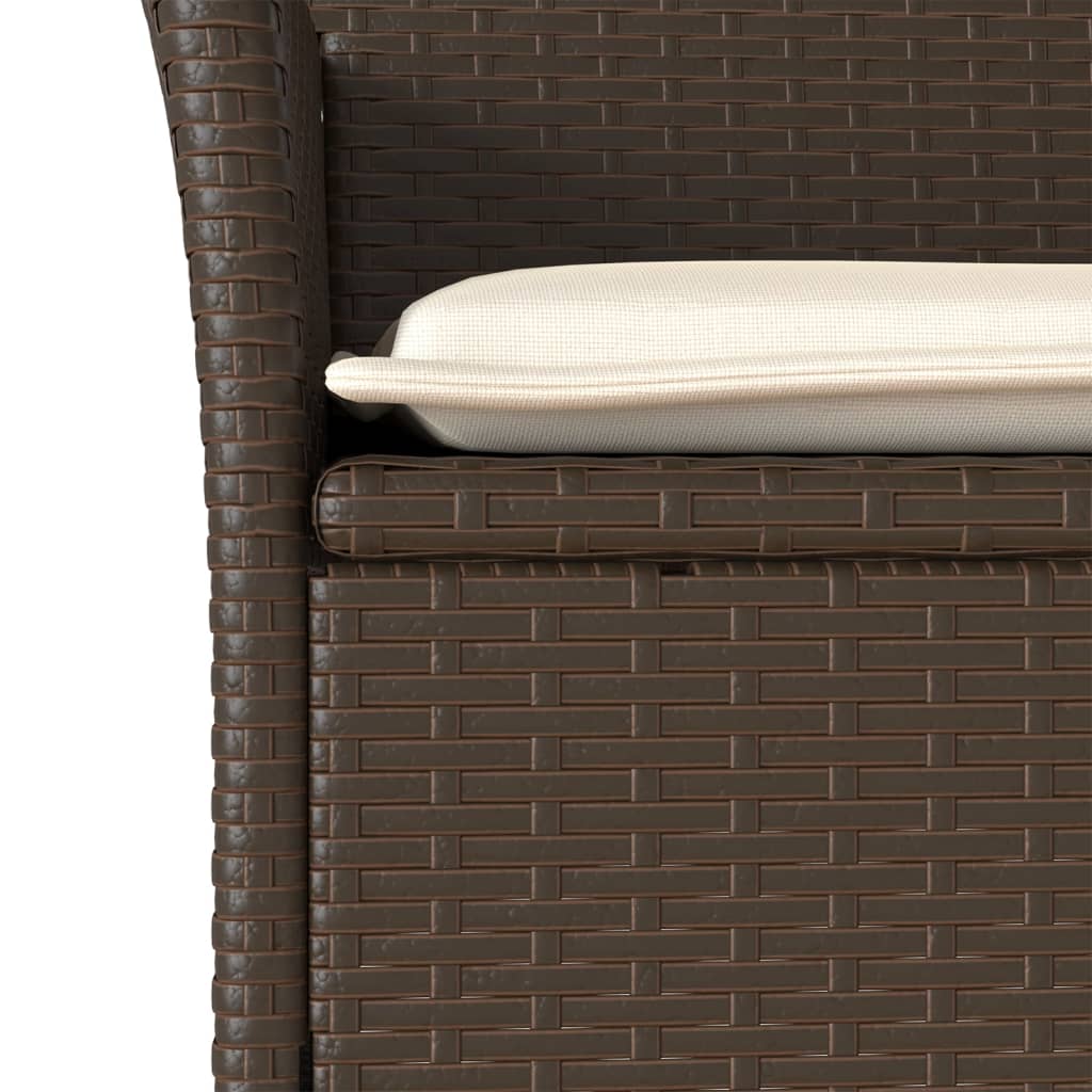 vidaXL 3-delige Tuinset met kussens poly rattan en glas zwart