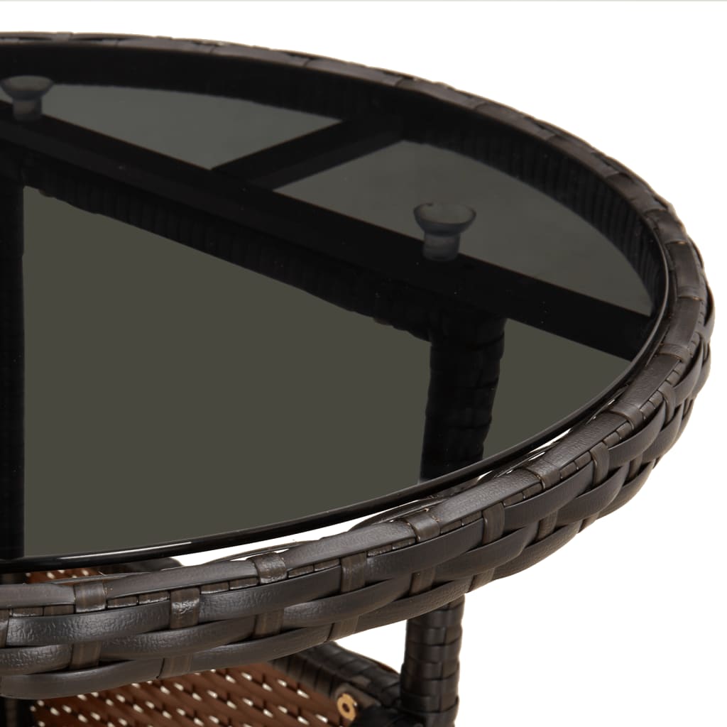 vidaXL 3-delige Tuinset met kussens poly rattan en glas zwart