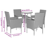 vidaXL 3-delige Tuinset met kussens poly rattan en glas zwart