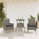 vidaXL 3-delige Tuinset met kussens poly rattan en glas zwart
