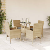 vidaXL 3-delige Tuinset met kussens poly rattan en glas zwart