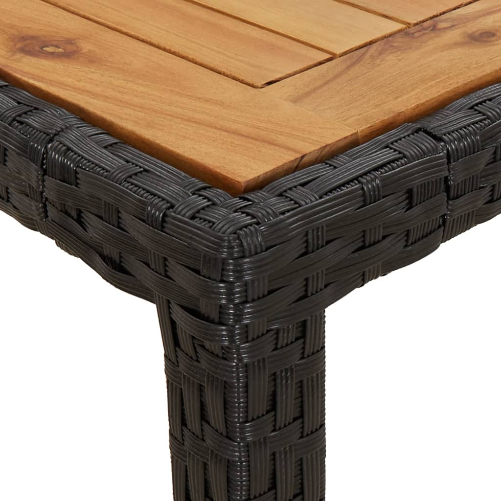 vidaXL 3-delige Tuinset met kussens poly rattan en acaciahout zwart