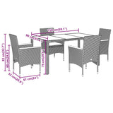 vidaXL 3-delige Tuinset met kussens poly rattan en acaciahout zwart