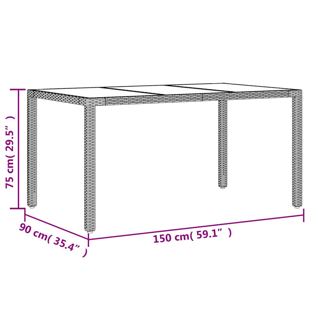 vidaXL 3-delige Tuinset met kussens poly rattan en acaciahout zwart