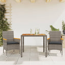 vidaXL 3-delige Tuinset met kussens poly rattan en acaciahout zwart