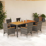 vidaXL 3-delige Tuinset met kussens poly rattan en acaciahout zwart