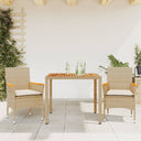 vidaXL 3-delige Tuinset met kussens poly rattan en acaciahout zwart