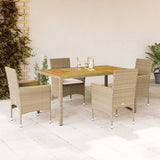 vidaXL 3-delige Tuinset met kussens poly rattan en acaciahout zwart