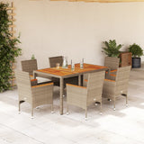 vidaXL 3-delige Tuinset met kussens poly rattan en acaciahout zwart