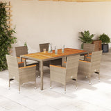 vidaXL 3-delige Tuinset met kussens poly rattan en acaciahout zwart