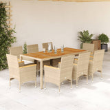 vidaXL 3-delige Tuinset met kussens poly rattan en acaciahout zwart