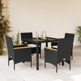 vidaXL 3-delige Tuinset met kussens poly rattan en glas zwart