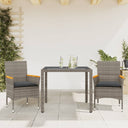vidaXL 3-delige Tuinset met kussens poly rattan en glas zwart
