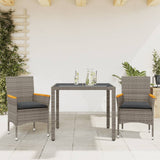 vidaXL 3-delige Tuinset met kussens poly rattan en glas zwart