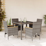 vidaXL 3-delige Tuinset met kussens poly rattan en glas zwart