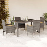vidaXL 3-delige Tuinset met kussens poly rattan en glas zwart