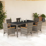 vidaXL 3-delige Tuinset met kussens poly rattan en glas zwart