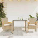 vidaXL 3-delige Tuinset met kussens poly rattan en glas zwart