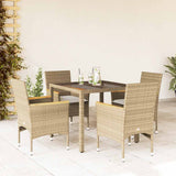vidaXL 3-delige Tuinset met kussens poly rattan en glas zwart