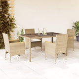 vidaXL 3-delige Tuinset met kussens poly rattan en glas zwart