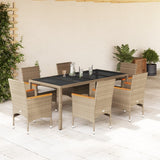 vidaXL 3-delige Tuinset met kussens poly rattan en glas zwart