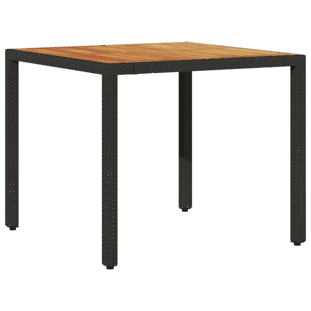 vidaXL 3-delige Tuinset met kussens poly rattan en acaciahout zwart