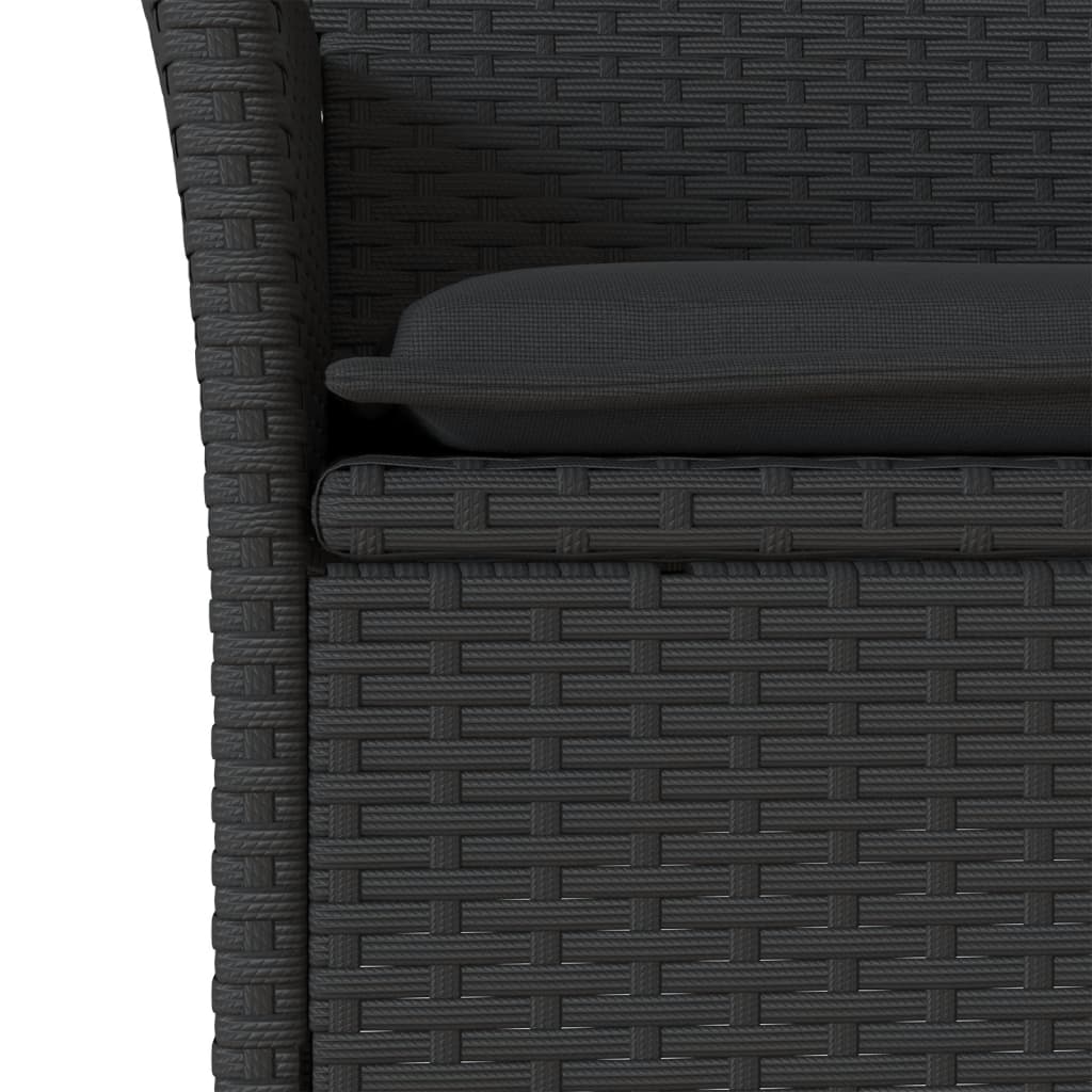 vidaXL 3-delige Tuinset met kussens poly rattan en acaciahout zwart