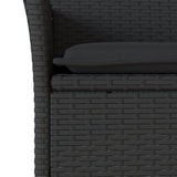 vidaXL 3-delige Tuinset met kussens poly rattan en acaciahout zwart