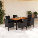 vidaXL 3-delige Tuinset met kussens poly rattan en acaciahout zwart