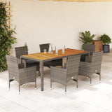vidaXL 3-delige Tuinset met kussens poly rattan en acaciahout zwart