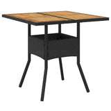 vidaXL 3-delige Tuinset met kussens poly rattan en acaciahout zwart