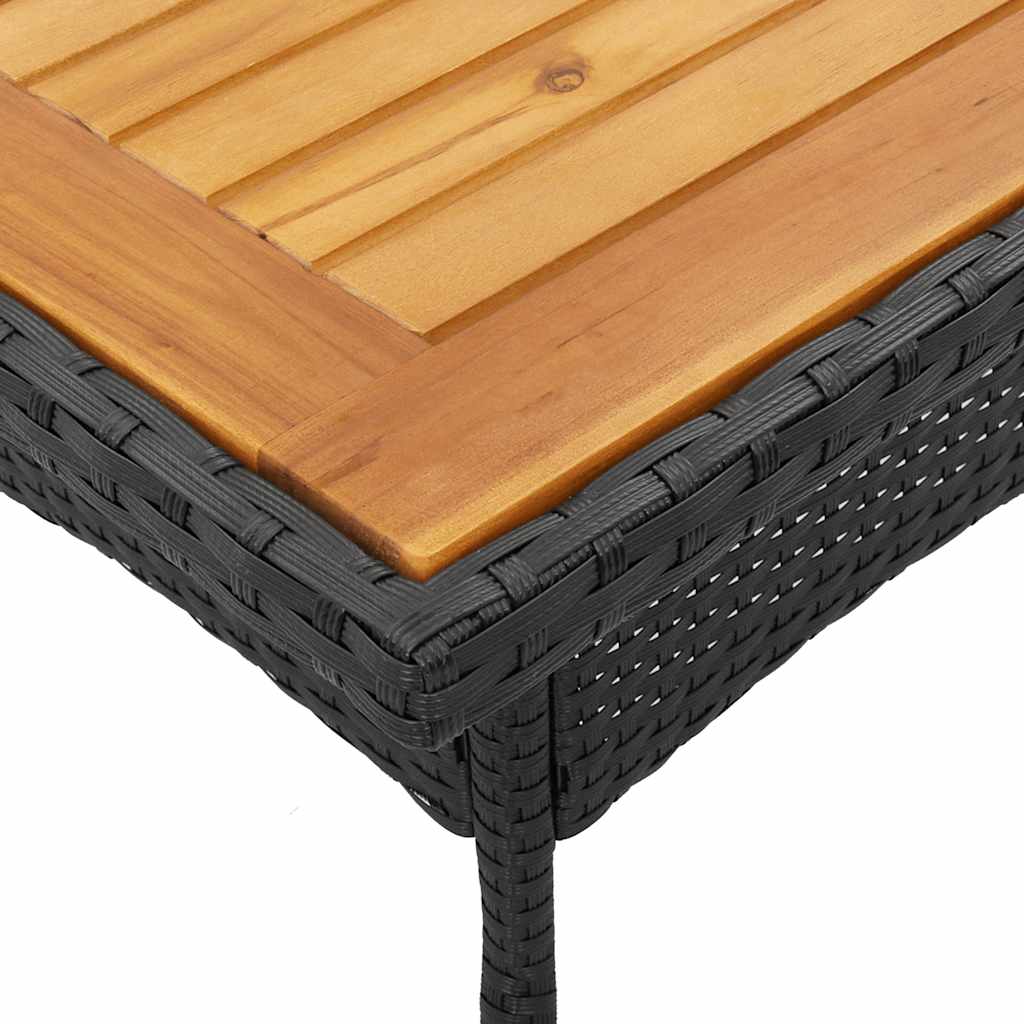 vidaXL 3-delige Tuinset met kussens poly rattan en acaciahout zwart