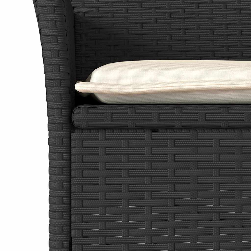 vidaXL 3-delige Tuinset met kussens poly rattan en glas zwart