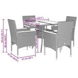 vidaXL 3-delige Tuinset met kussens poly rattan en glas zwart
