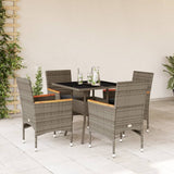 vidaXL 3-delige Tuinset met kussens poly rattan en glas zwart