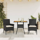 vidaXL 3-delige Tuinset met kussens poly rattan en glas zwart
