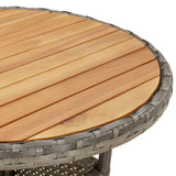 vidaXL 3-delige Tuinset met kussens poly rattan en acaciahout zwart