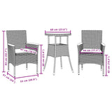 vidaXL 3-delige Tuinset met kussens poly rattan en acaciahout zwart