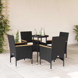 vidaXL 3-Piece Garden Lounge Set with Cushions Poly Rattan and Glass Black