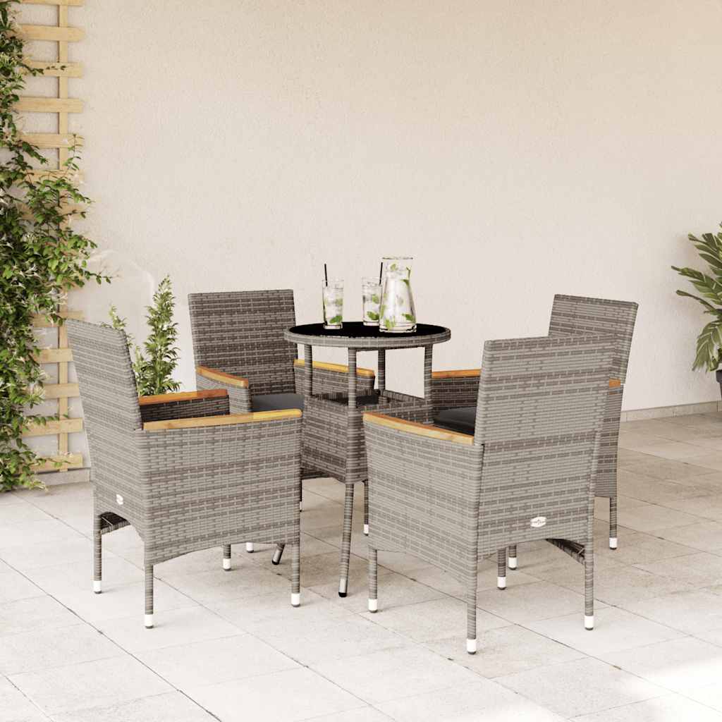vidaXL 3-Piece Garden Lounge Set with Cushions Poly Rattan and Glass Black