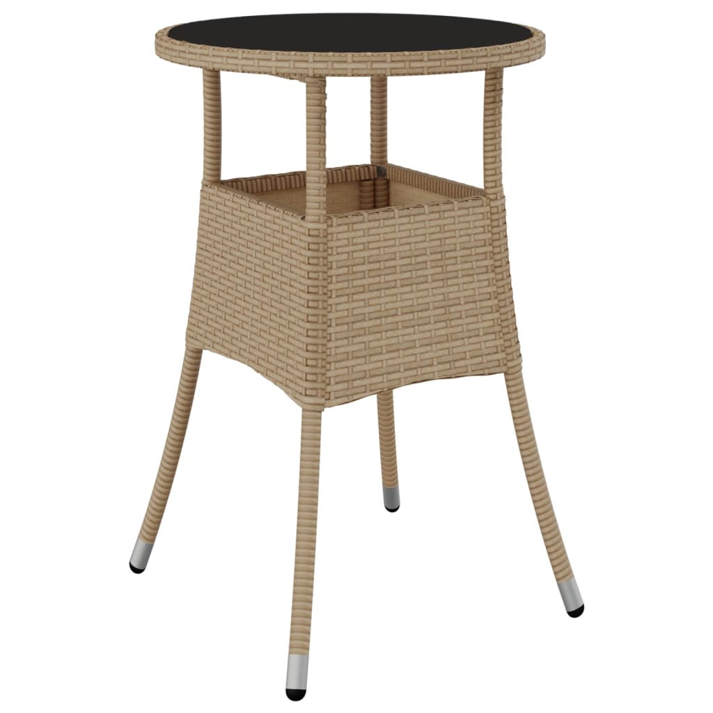 vidaXL 3-Piece Garden Lounge Set with Cushions Poly Rattan and Glass Black